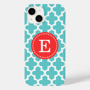Turquoise en Rood Modern Marokkaans Monogram Case-Mate iPhone Case