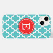 Turquoise en Rood Modern Marokkaans Monogram Case-Mate iPhone Case (Achterkant (horizontaal))