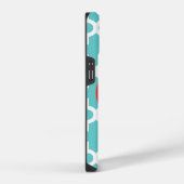 Turquoise en Rood Modern Marokkaans Monogram iPhone Hoesje (Rechterkant)