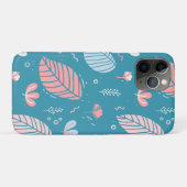 Turquoise en roze bladeren en doedels Case-Mate iPhone case (Achterkant (horizontaal))