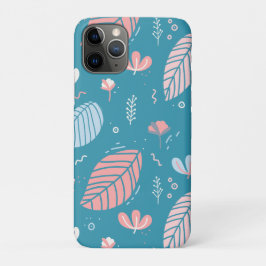 Turquoise en roze bladeren en doedels Case-Mate iPhone case