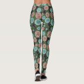 Turquoise en Roze Bloem Leggings (Achterkant)