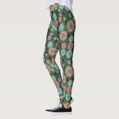 Turquoise en Roze Bloem Leggings (Links)