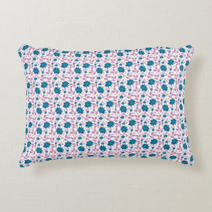 Turquoise en Roze Bloemmotief   Moderne Botanische Accent Kussen