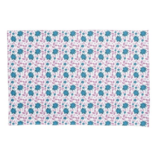 Turquoise en Roze Bloemmotief | Moderne Botanische Kussensloop (Voorkant)