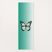 Turquoise en Roze Bloemvlinder Yogamat (Achterkant)