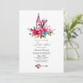 Turquoise en Roze Boho Chic Wijn Bruidsdiner Kaart (Staand voorkant)