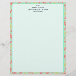 Turquoise en roze briefhoofd