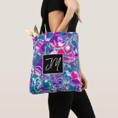 Turquoise en roze bubbels Fluid Art Tote Bag (Dichtbij)