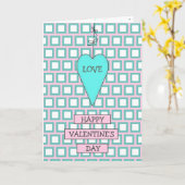 Turquoise en Roze Fantasievol Hart en Strikken Val Kaart (Gele Bloem)