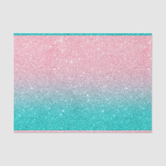 Turquoise en roze faux glitter ombre tissuepapier (Voorkant)