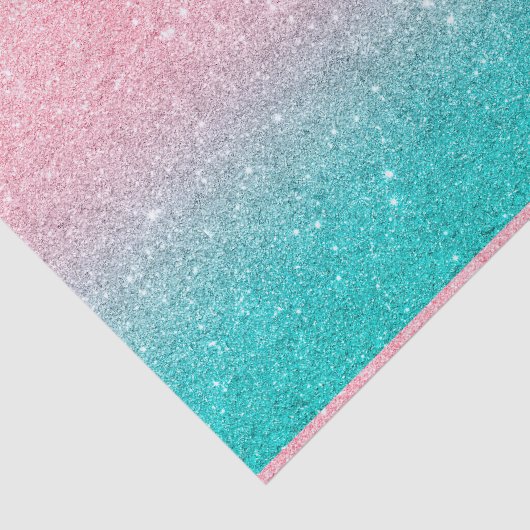 Turquoise en roze faux glitter ombre tissuepapier (Detail)