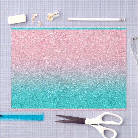 Turquoise en roze faux glitter ombre tissuepapier (Craft)