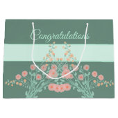 Turquoise en roze Floral Groot Cadeauzakje (Voorkant)