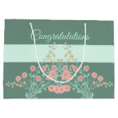 Turquoise en roze Floral Groot Cadeauzakje (Achterkant)