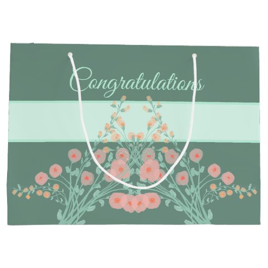 Turquoise en roze Floral Groot Cadeauzakje (Achterkant)