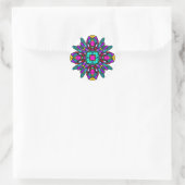 Turquoise en roze Glas in lood Mandala Ronde Sticker (Tas)
