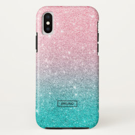 Turquoise en roze glitter ombre Case-Mate iPhone case