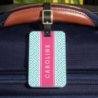 Turquoise en Roze Grieks Zeer belangrijk Monogram 