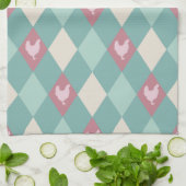 Turquoise en roze Harlequin Chicken Theedoek (Gevouwen)