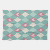 Turquoise en roze Harlequin Chicken Theedoek (Horizontaal)