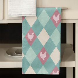 Turquoise en roze Harlequin Chicken Theedoek