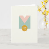 Turquoise En Roze Liefde Kaart (Gele Bloem)