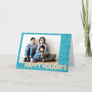 Turquoise en Roze Lijnen Modern Gepersonaliseerd F Feestdagen Kaart