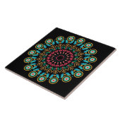 Turquoise en roze Mandala keramische Tegel Tegeltje (Zijkant)