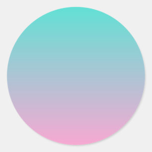 Turquoise en Roze Ombre Ronde Sticker