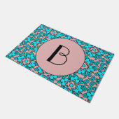 Turquoise en roze paisleys monogram deurmat (Schuin)