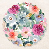 Turquoise en Roze Rozen Kartonnen Onderzetters (Voorkant)