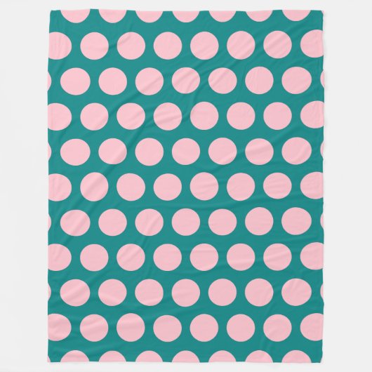 Turquoise en Roze Stippen Fleece Deken (Voorkant)