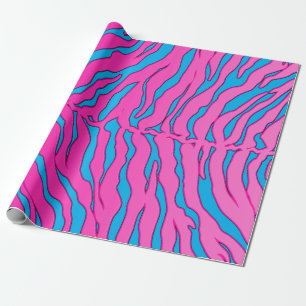 Turquoise en roze tijgerstripes — dierlijke afdruk cadeaupapier