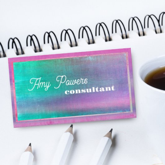 Turquoise en roze verdrietig minimalistisch design visitekaartje