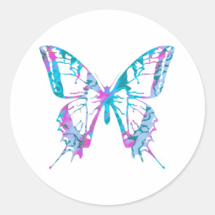 Turquoise en roze vlinder Stickers
