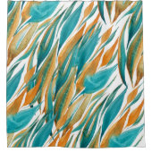 Turquoise en Rust Herfst Art Douchegordijn (Voorkant)