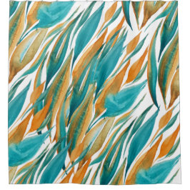 Turquoise en Rust Herfst Art Douchegordijn