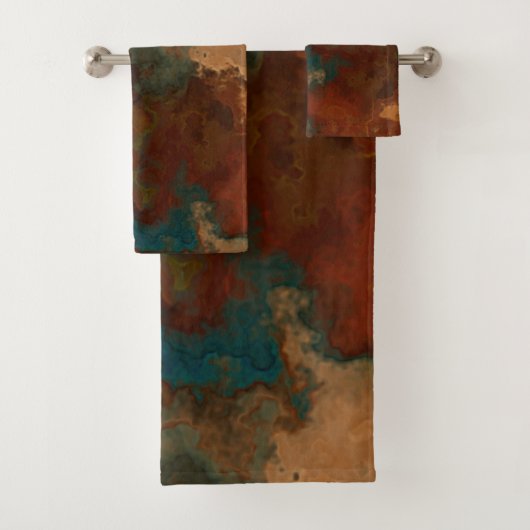 Turquoise en Rust Marmer abstract Bad Handdoek (Insitu)