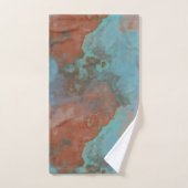 Turquoise en Rust Marmer Abstract Bad Handdoek (Handdoek)