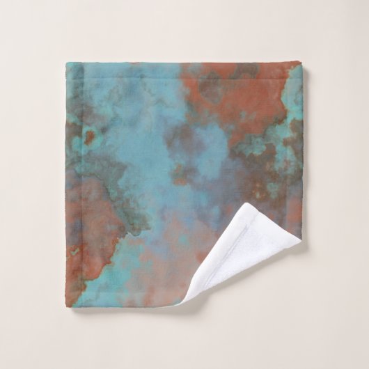 Turquoise en Rust Marmer Abstract Bad Handdoek (Wasdoekje)