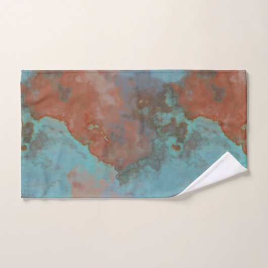 Turquoise en Rust Marmer Abstract Bad Handdoek (Handdoek)
