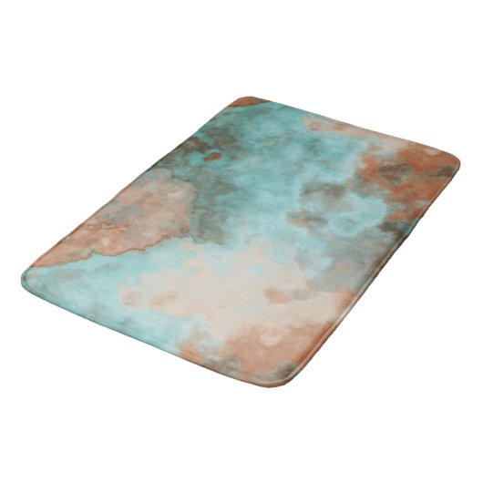 Turquoise en Rust Marmer Abstract Badmat (Gekanteld)