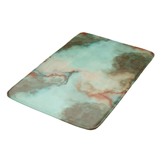Turquoise en Rust Marmer Abstract Badmat (Gekanteld)