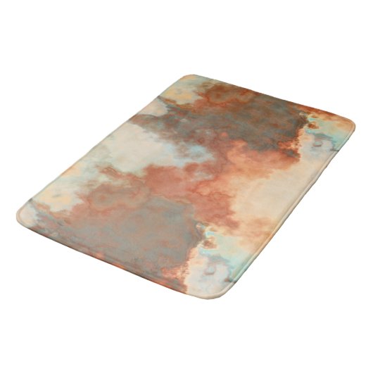 Turquoise en Rust Marmer Abstract Badmat (Gekanteld)