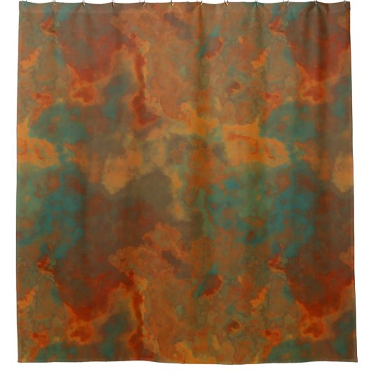 Turquoise en Rust Marmer abstract Douchegordijn (Voorkant)