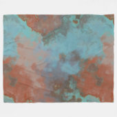 Turquoise en Rust Marmer Abstract Fleece Deken (Voorkant (Horizontaal))