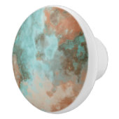 Turquoise en Rust Marmer Abstract Keramische Knop (Rechts)