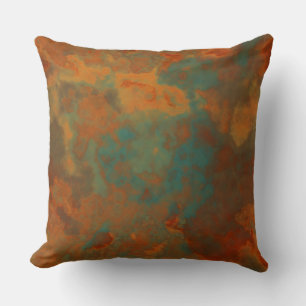 Turquoise en Rust Marmer abstract Kussen