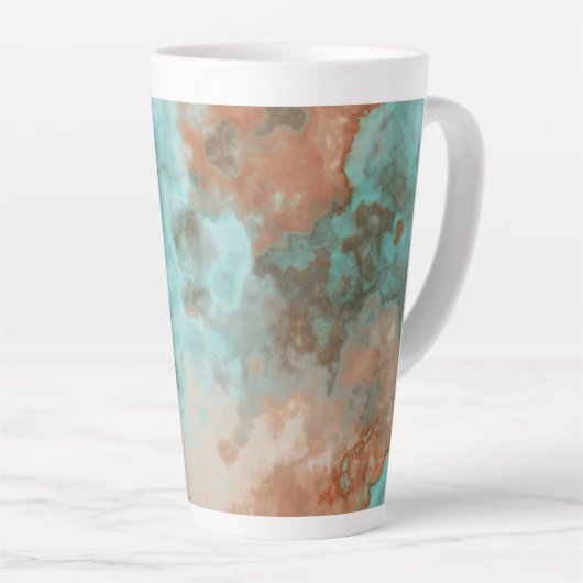 Turquoise en Rust Marmer Abstract Latte Mok (Rechterhoek)